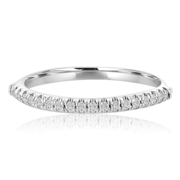 Real Diamond Stacking Ring Wedding Band Round 14k White Gold